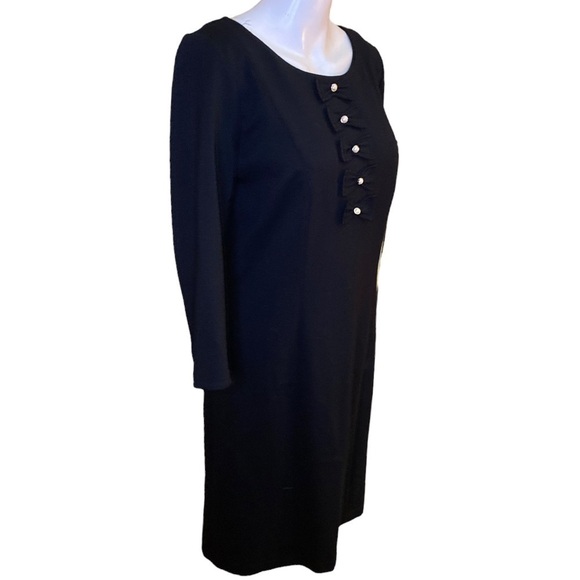 Talbots Limited Edition Dress 2017 Black Ponte Tuxedo Bow Pearl 3/4 Sleeve 10P - Picture 5 of 7